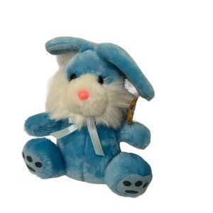 Cuddly Cousins Blue Plush Rabbit Easter Bunny Bow 7.5" Stuffed Animal Toy